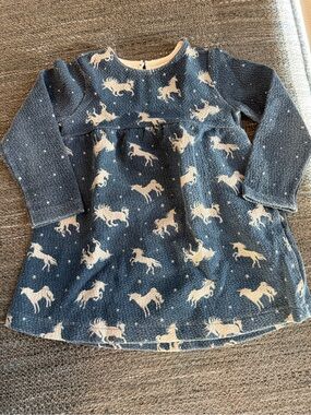 Zara Blue Knit Dress with White Horse Motif